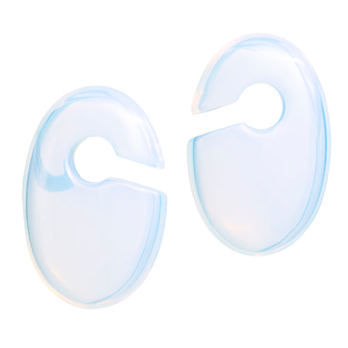 Opalite Glass - Oval Keyhole Ear Weights (Pair)