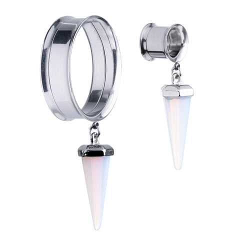 Opalite & Silver Dangle Plug