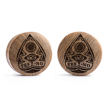 Ouija Planchette Plug / Gauge - Teak Wood | Convex Double Flare