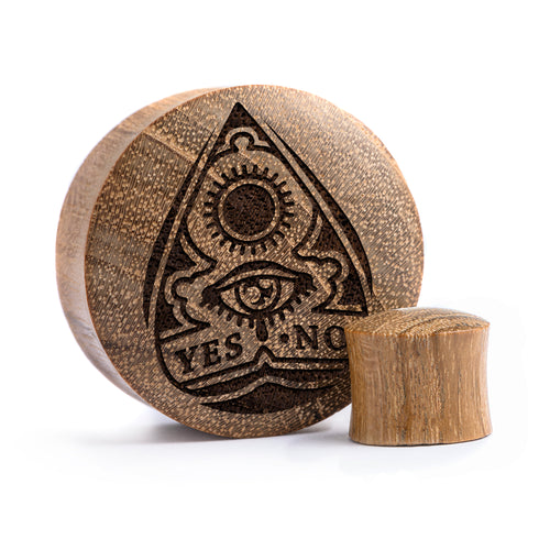 Ouija Planchette Plug / Gauge - Teak Wood | Convex Double Flare
