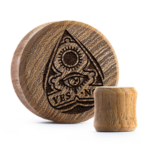 Ouija Planchette Plug / Gauge - Teak Wood | Flat Faced Double Flare