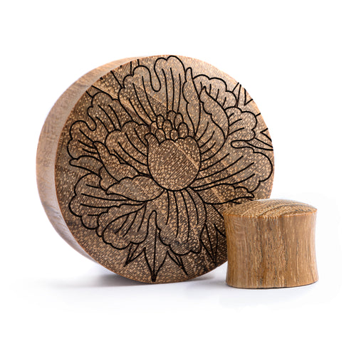Peony Plug / Gauge - Teak Wood | Convex Double Flare
