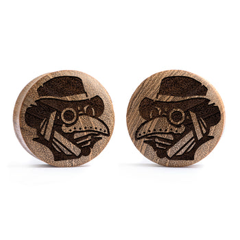 Plague Doctor Plug / Gauge - Teak Wood | Convex Double Flare