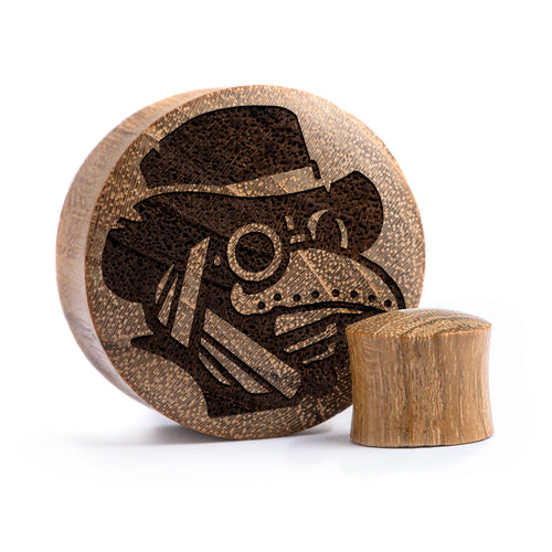 Plague Doctor Plug / Gauge - Teak Wood | Convex Double Flare