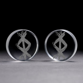 Protection Rune Viking Plug / Gauge - Clear Glass | Flat Faced Double Flare