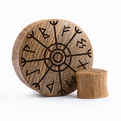 Runic Plug / Gauge - Teak Wood | Convex Double Flare