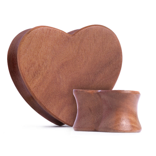 Saba Heart Shaped Wood Ear Plug / Gauge