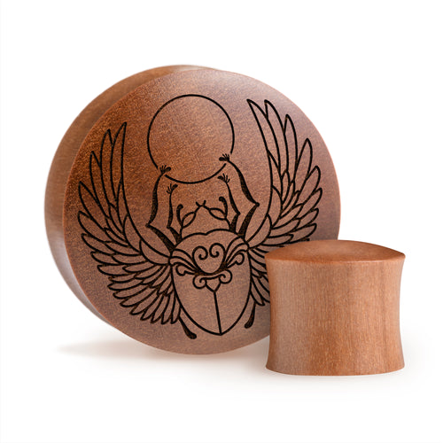Scaraba Beetle Plug / Gauge - Saba Wood | Konvexe Doppelaufgeweitet