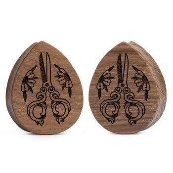 Scissors Plug / Gauge - Teardrop Teak Wood | Flat Faced Double Flare