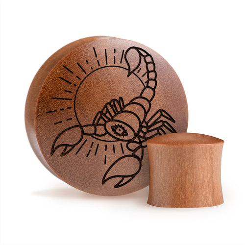 Scorpio Zodiac Plug / Gauge - Saba Wood | Convex Double Flare