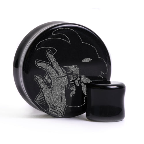 Shadow Demon Plug / Gauge - Black Glass | Flat Faced Double Flare