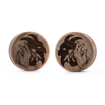 Starburst Mandala Ornamental Tattoo Plug / Gauge - Teak Wood | Convex Double Flare