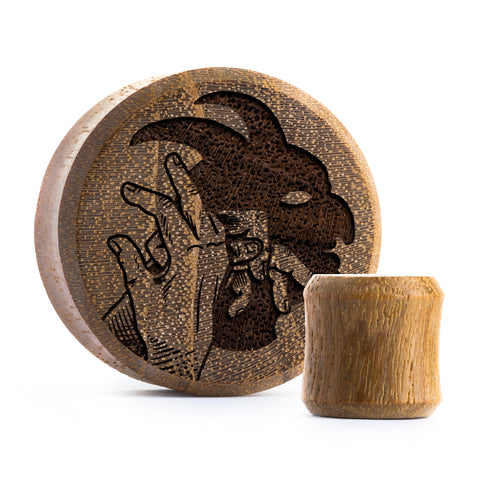 Shadow Demon Plug / Gauge - Teak Wood | Flat Faced Double Flare