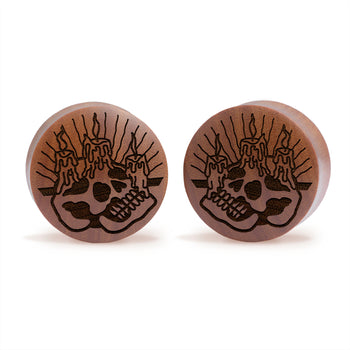 Schädelkerzenplug / gauge - Saba Wood | Konvexe Doppelaufgeweitet