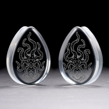 Starburst Mandala Ornamental Tattoo Plug / Gauge - Black Glass | Flat Faced Double Flare