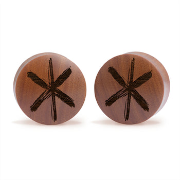 Strength Rune Viking Plug / Gauge - Saba Wood | Convex Double Flare