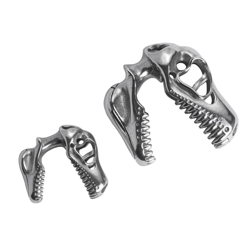 Silver T-rex Skull Ear Weights (Pair)