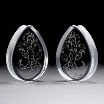 Eagle Claw Plug / Gauge - Teardrop Clear Glass | Flat Faced Double Flare