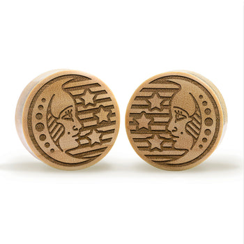 Linienmandala Zier Tattoo Plug / gauge - Saba Wood | Konvexe Doppelaufgeweitet