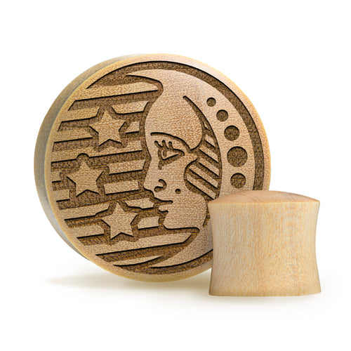 Tarot Moon Plug / Gauge - Krokodilholz | Konvexe Doppelaufgeweitet