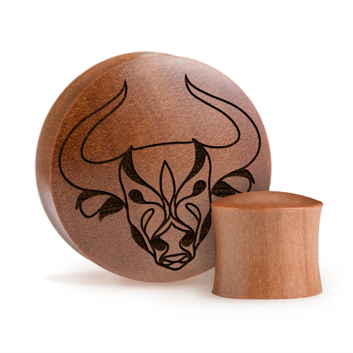 Stierkernkernsteck / Gauge - Saba Wood | Konvexe Doppelaufgeweitet