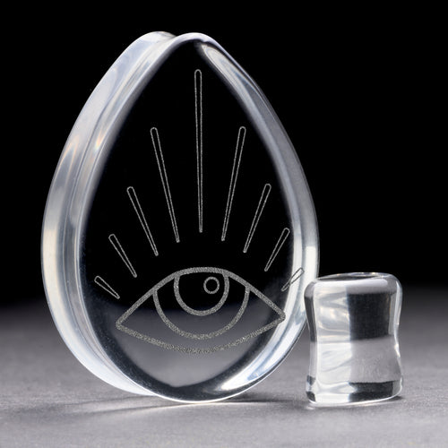 Watching Eye Plug / Gauge - Teardrop Clear Glass | Flat Faced Double Flare