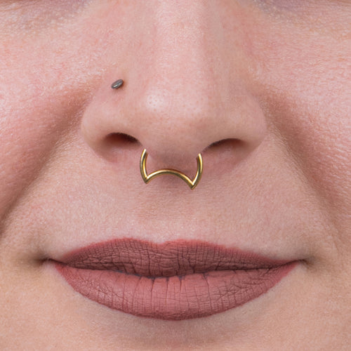 Titan -Halbmondmond, Septum Ring 1,2 mm Gauge in Gold