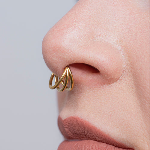 Open gestapelter Septumring von Titanium 1,2 mm in Gold