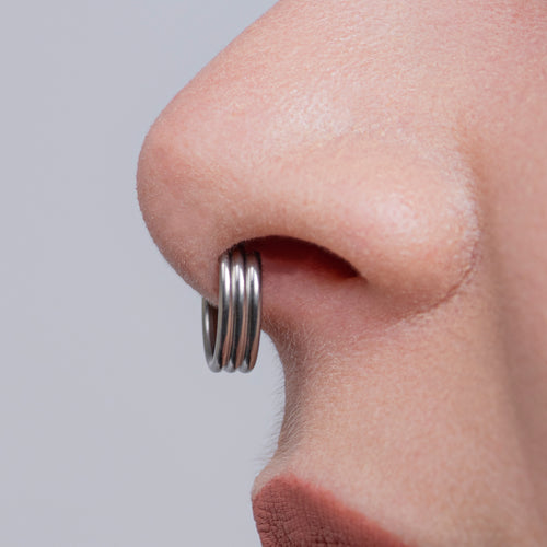 Titanscharniert, dreifach gestapelte Septumring 1,2 mm im Silber
