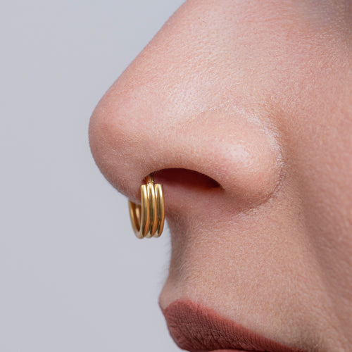 Dreifach gestapelte Septumring von Titanium 1,2 mm in Gold