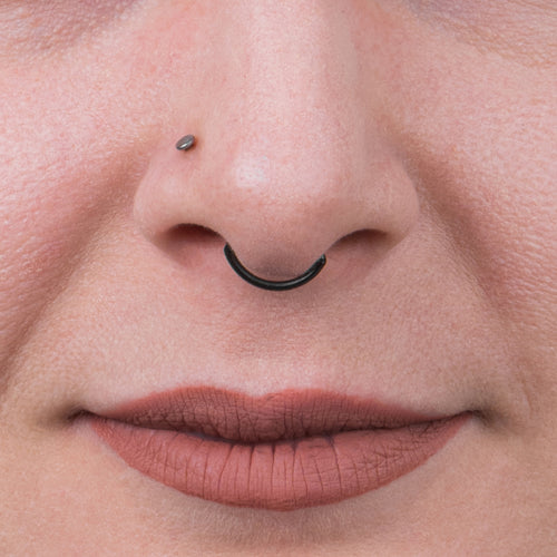Titanium Marquise Hinged Septum Ring 1.2mm Gauge in Black