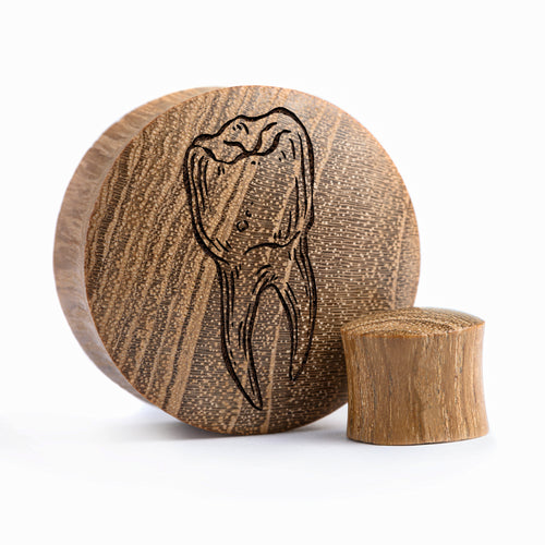 Tooth Plug / Gauge - Teak Wood | Convex Double Flare