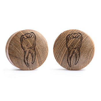 Tooth Plug / Gauge - Teak Wood | Convex Double Flare