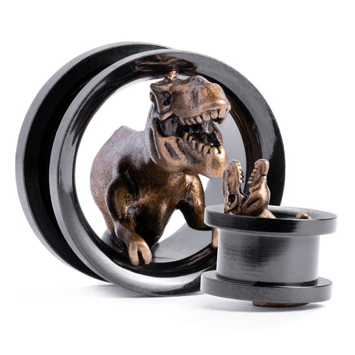Black Steel Screwback T-rex Plug / Tunnel / Gauge
