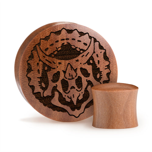 Triceratops Dinosaurier Plug / gauge - Saba Wood | Konvexe Doppelaufgeweitet