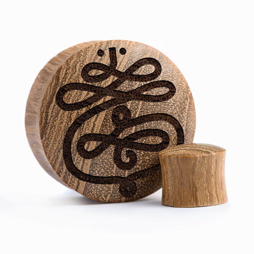 Unalome Plug / Gauge - Teak Wood | Convex Double Flare