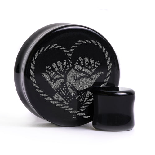 Bondage Plug / Gauge - Schwarzes Glas | Doppelaufgeweitet mit flachem Gesicht