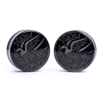 Linienmandala Zierstattoo Plug / gauge - klares Glas | Doppelaufgeweitet mit flachem Gesicht