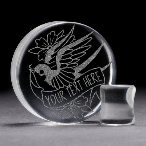 Swallow einfügen Wörter plug / gauge - Clear Glass | Doppelaufgeweitet mit flachem Gesicht