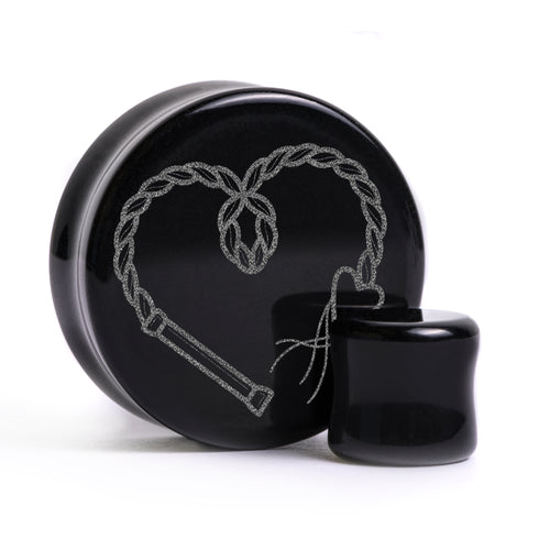 WHOW Plug / gauge - Schwarzes Glas | Doppelaufgeweitet mit flachem Gesicht