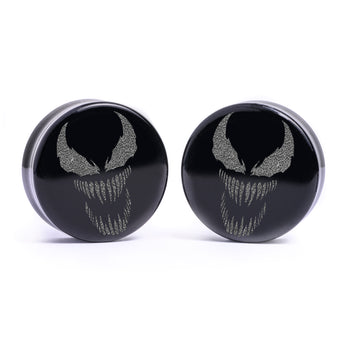 Venom Plug / Gauge - Black Glass | Flat Faced Double Flare