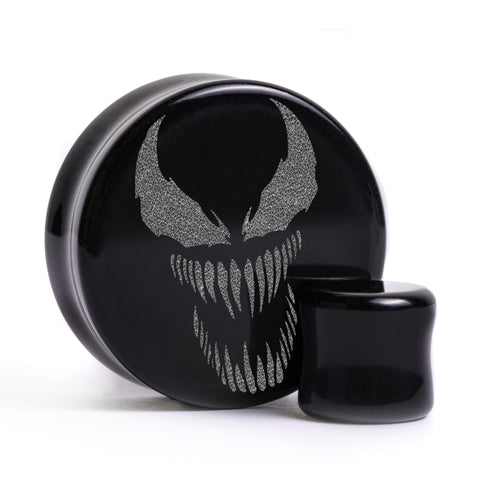 Venom Plug / Gauge - Black Glass | Flat Faced Double Flare