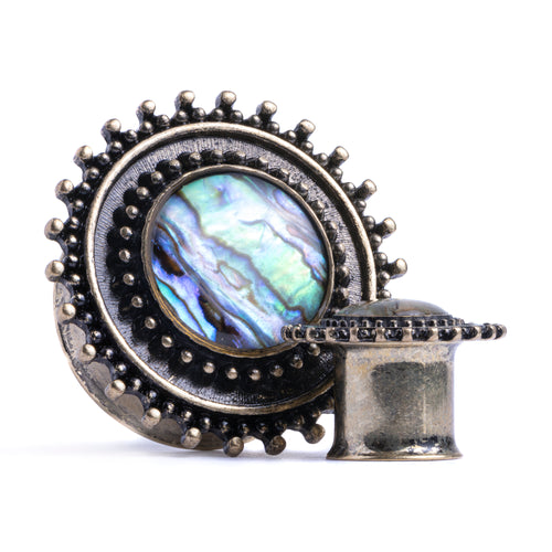 Rustic Brass Abalone Plug / Gauge