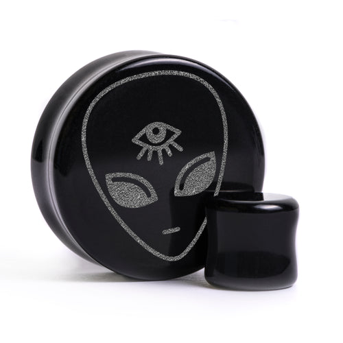 Alien Plug / Gauge - Black Glass | Flat Faced Double Flare