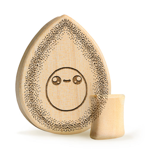 Avocado Plug / Gauge - Teardrop Crocodile Wood | Flat Faced Double Flare