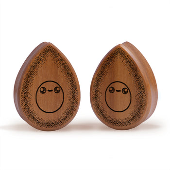 Avocado Plug / Gauge - Teardrop Saba Wood | Doppelaufgeweitet mit flachem Gesicht