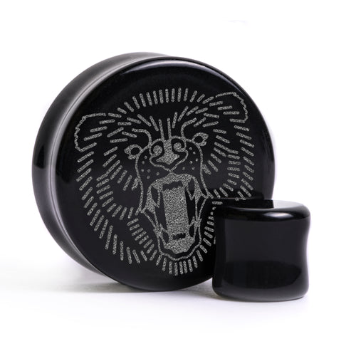 Bear Plug / Gauge - Black Glass | Flat Faced Double Flare