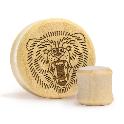 Bear Plug / Gauge - Crocodile Wood | Flat Faced Double Flare