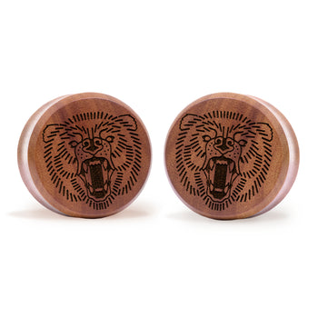 Kitsune Fox Mask Plug / Gauge - Black Glass | Flat Faced Double Flare