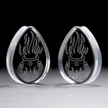 Crystal Moon Silver Inlay Wood Plug - Custom Plugs, Ear Plugs, Gauges, Stretched Ears